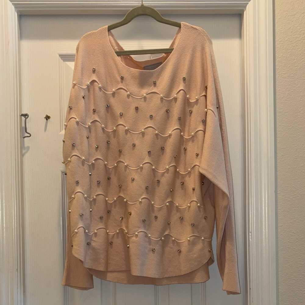 Elegant Pink Sweater with Embellishments